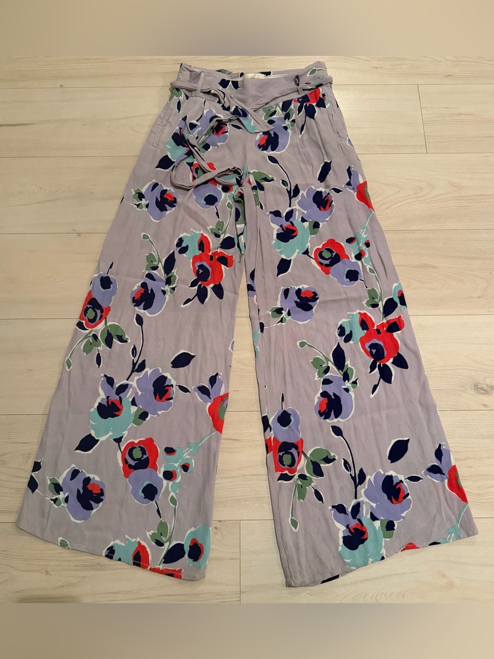 elevenses Floral Wide-Leg Tie-Waist Pants Size 4